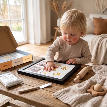 DIY-kit för barn med minnesram för handavtryck – handavtryck och fotovisning