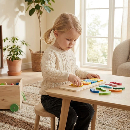 Trä Pussel Set för Barn – Lärande Pussel med Nummer & Djur