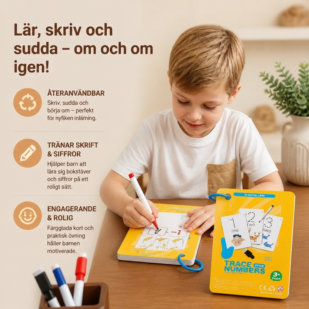 Återanvändbar Lärobok Med Siffror Och Bokstäver För Barn