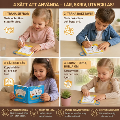 Återanvändbar Lärobok Med Siffror Och Bokstäver För Barn