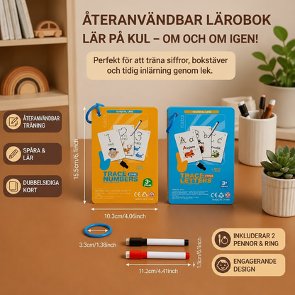 Återanvändbar Lärobok Med Siffror Och Bokstäver För Barn