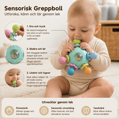 Sensorisk Greppboll för Bebisar med Silikongyckel och Skallra