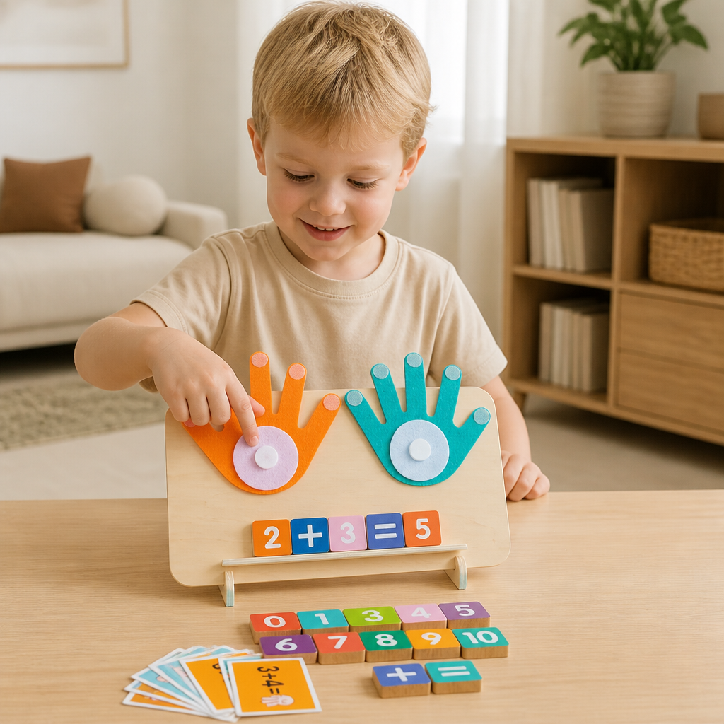 Montessori Sifferlärande Lektoy – Trä Fingerräkningsbräda för Barn