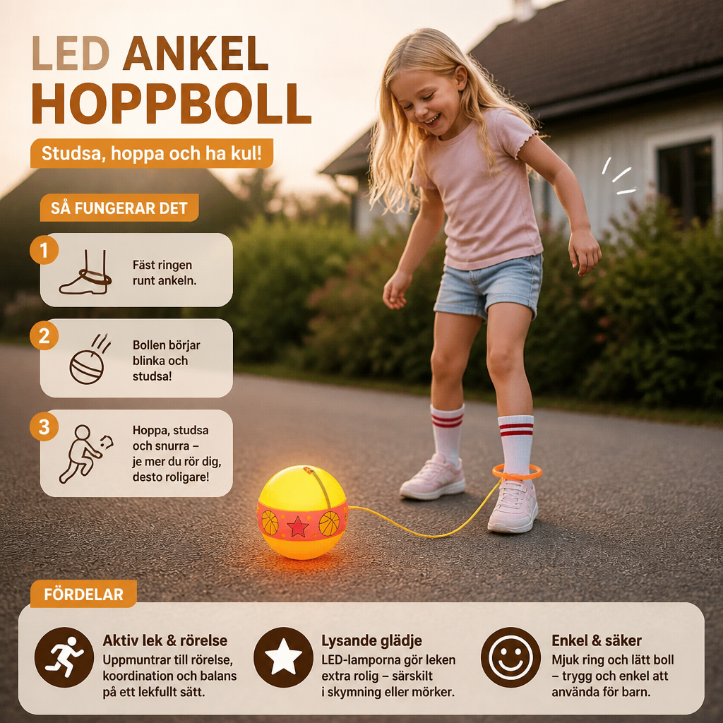 LED Ankel Hopppboll – Interaktiv Hoppleksak för Barn
