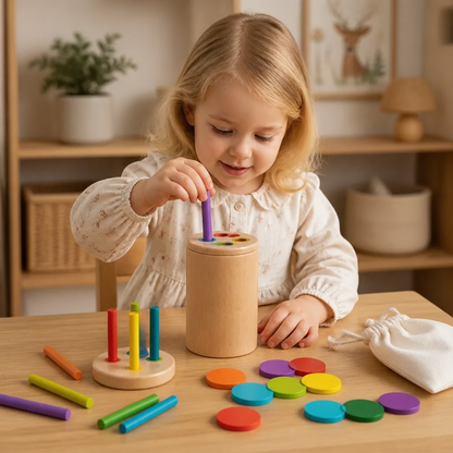 Montessori Träleksak för Barn – Färg- och Formsorteringsspel för Lärande