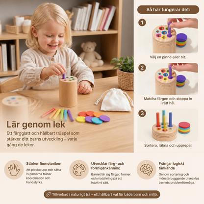 Montessori Träleksak för Barn – Färg- och Formsorteringsspel för Lärande