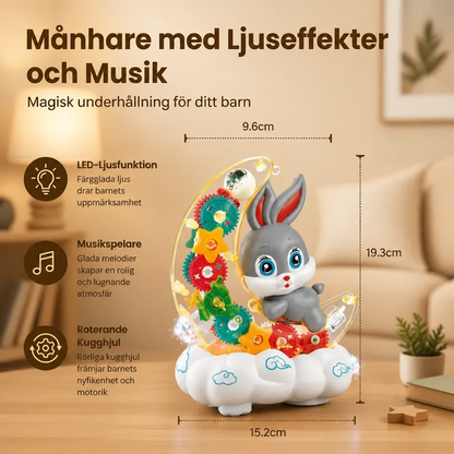 Lysande Månhare-Leksak – Transparent Kugghjulsdesign med Musik och LED-Ljus