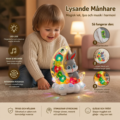 Lysande Månhare-Leksak – Transparent Kugghjulsdesign med Musik och LED-Ljus