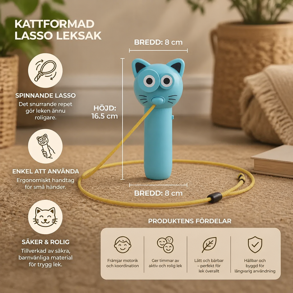 Kattformad Lasso Leksak för Barn – Spinnande Repkastare Rolig