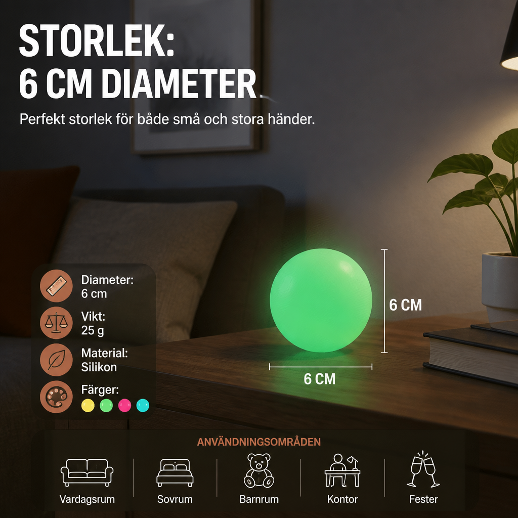 Självlysande Sticky Bollar – Kasta och Fäst Leksak för Tak för Barn och Vuxna