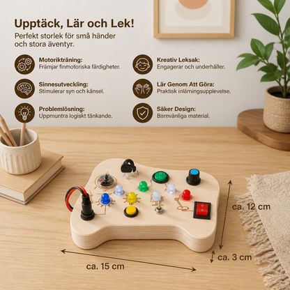 LED Controller Busy Board i Trä – Montessori Leksak för Att Främja Motorik