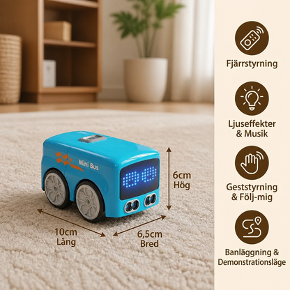 Smart RC Mini Bus Leksak – Geststyrning Ljusupplyst Tecknad Bil för Barn