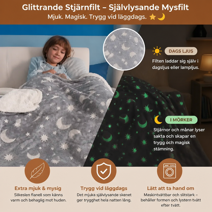 Glittrande stjärnfilt – självlysande mysfilt