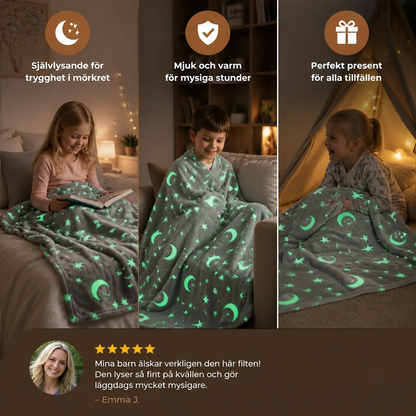 Glittrande stjärnfilt – självlysande mysfilt