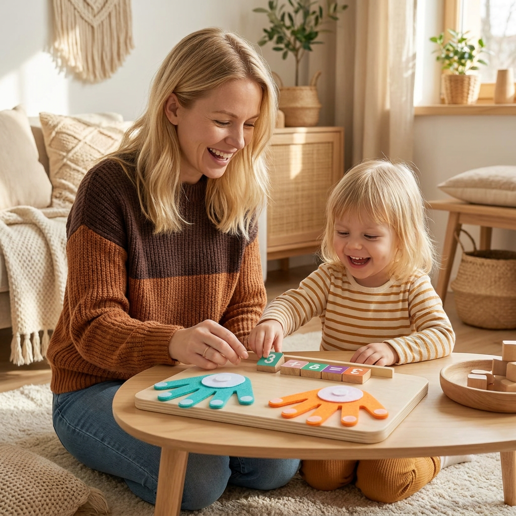 Montessori Sifferlärande Lektoy – Trä Fingerräkningsbräda för Barn