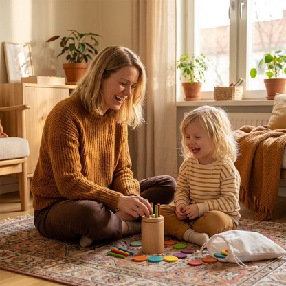Montessori Träleksak för Barn – Färg- och Formsorteringsspel för Lärande