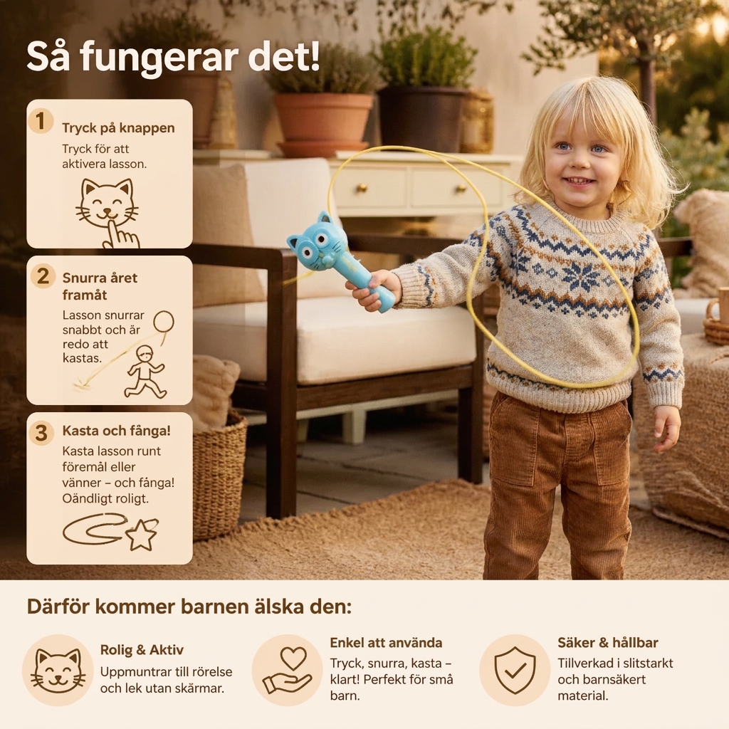 Kattformad Lasso Leksak för Barn – Spinnande Repkastare Rolig