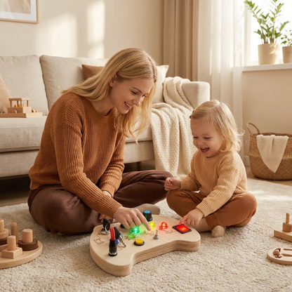 LED Controller Busy Board i Trä – Montessori Leksak för Att Främja Motorik