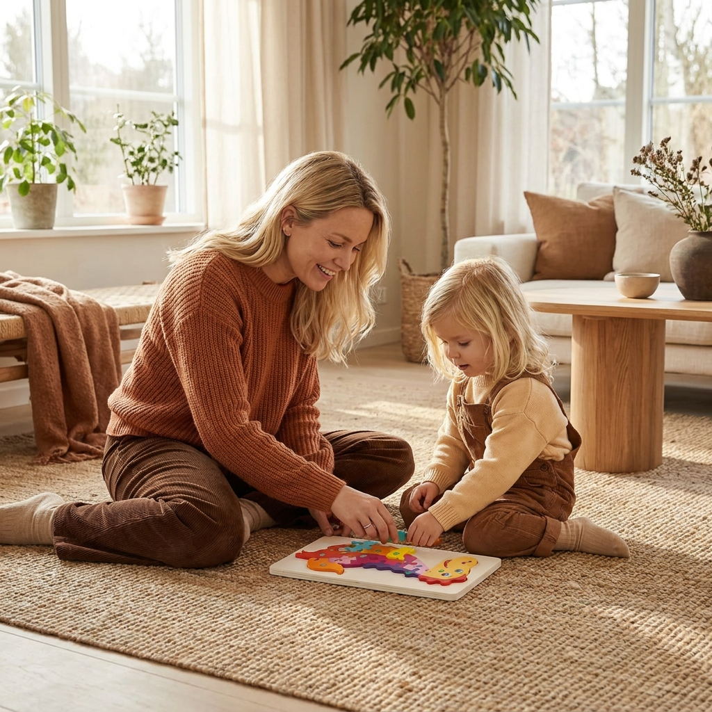 Trä Pussel Set för Barn – Lärande Pussel med Nummer & Djur