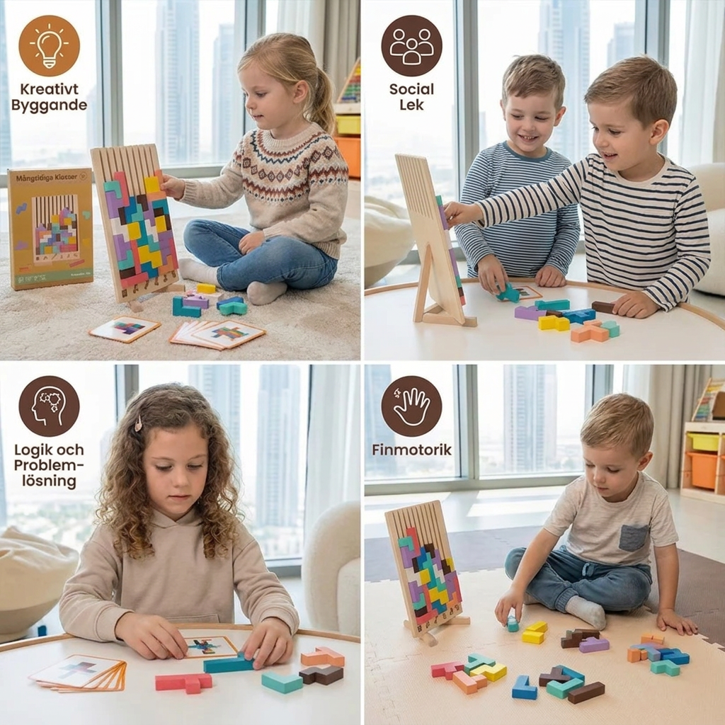 Montessori Träklossar Och Formsorteringsspel