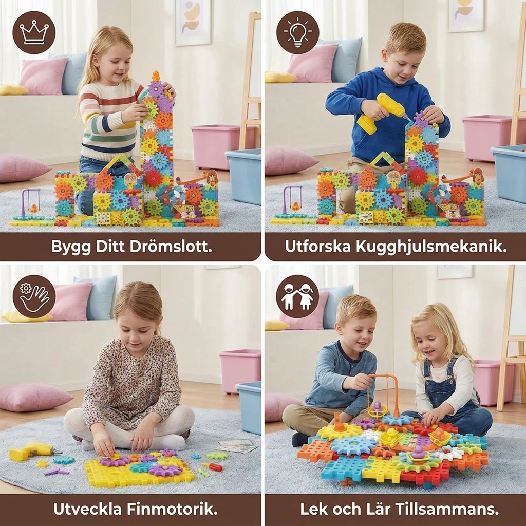Montessori 3D Kugghjul Och Pusselbitar