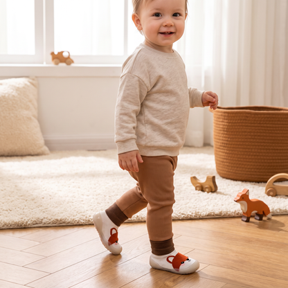 Halkfria sockskor med tecknade motiv för bebisar och småbarn
