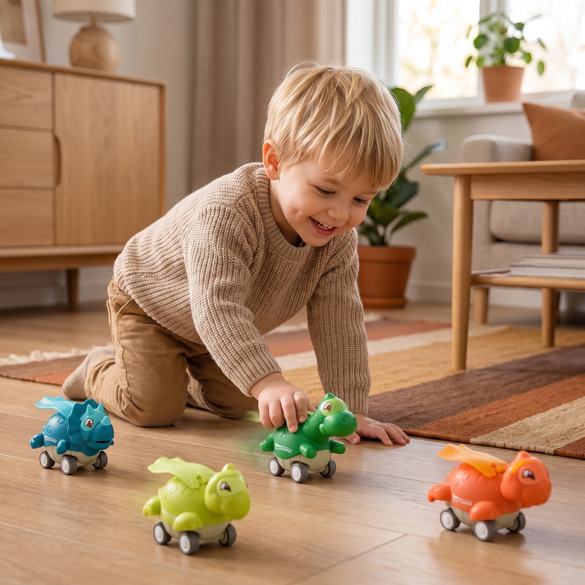 Press & Go Dinosauriebilar – Rullande Dinosaurieleksaker för Barn