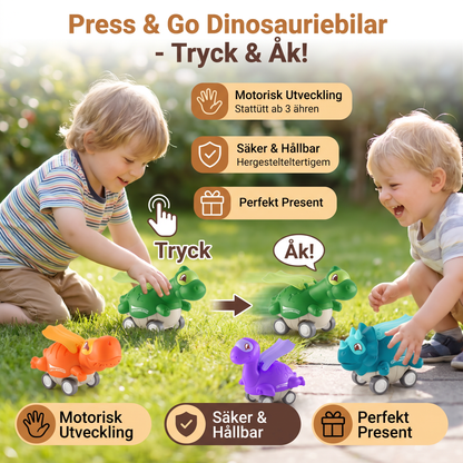 Press & Go Dinosauriebilar – Rullande Dinosaurieleksaker för Barn
