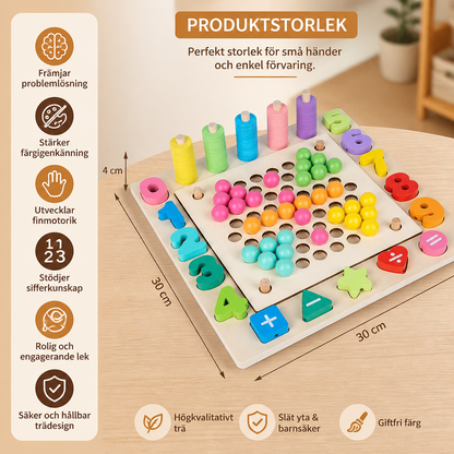 6-i-1 Montessori Träfiskespel – Leksak För Siffer-, Färg- & Finmotorikträning För Barn