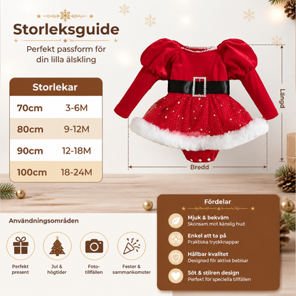 Babyklänning med Långa Ärmar och Inbyggd Body för Flickans Första Jul
