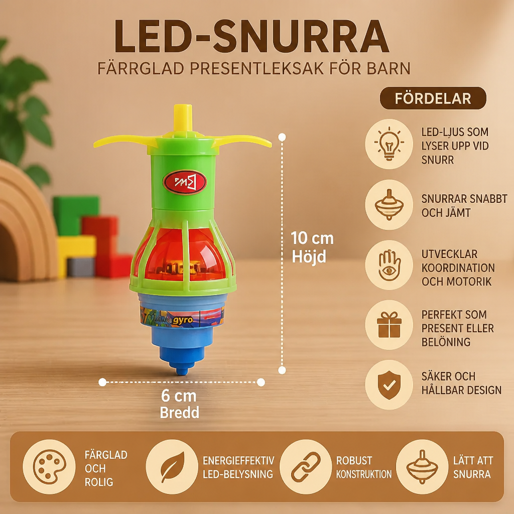 Glödande LED-Snurra – Färgglad Presentleksak För Barn