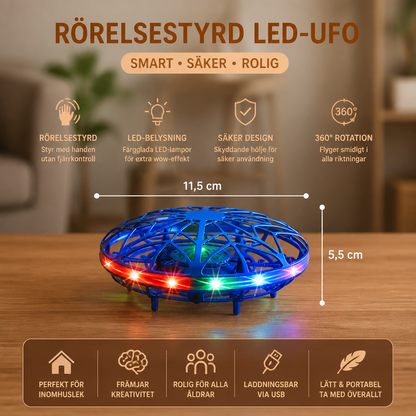 Rörelsestyrd flygande LED-UFO-drönare