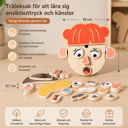 Träleksak För Att Lära Sig Ansiktsuttryck Och Känslor För Barn