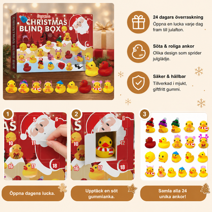 Adventskalender med gummiankor till jul