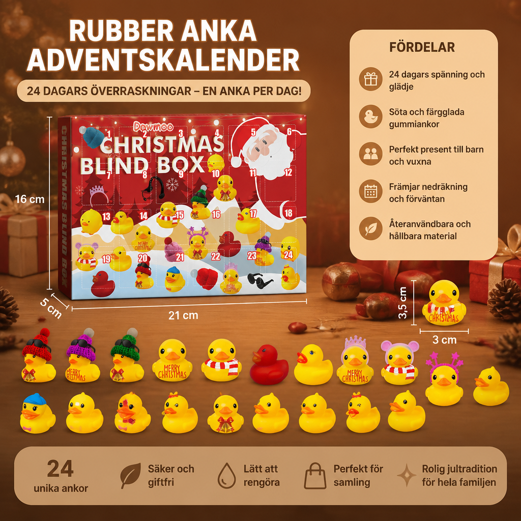 Adventskalender med gummiankor till jul