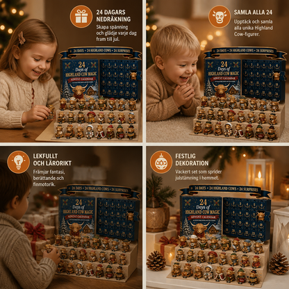24-dagars adventskalender med Highland-kor som samlarfigurer i miniformat