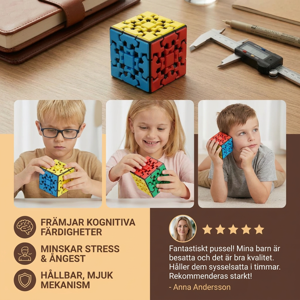 Kugghjulskub 3×3×3 – Mekaniskt Logikspel