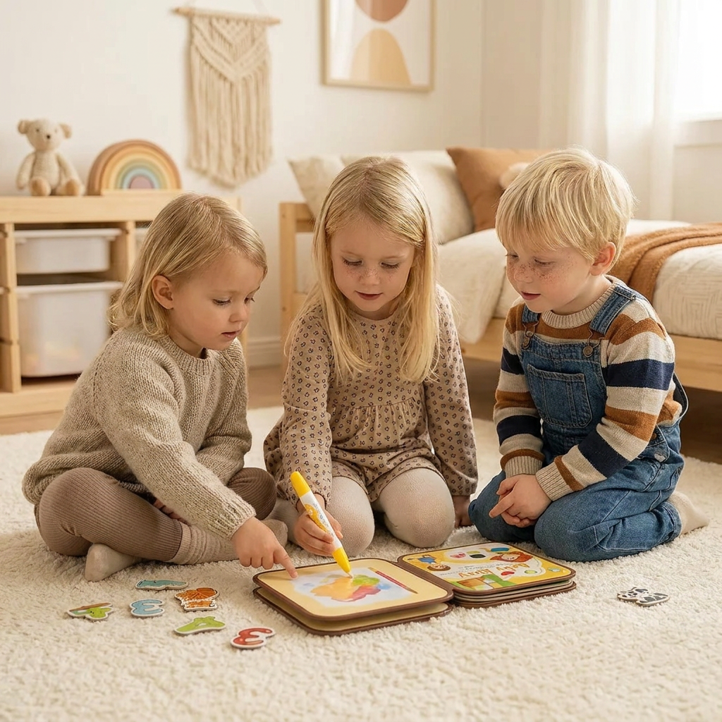 2-i-1 Magisk Montessori Sagobok För Färgläggning Och Lek