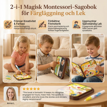 2-i-1 Magisk Montessori Sagobok För Färgläggning Och Lek