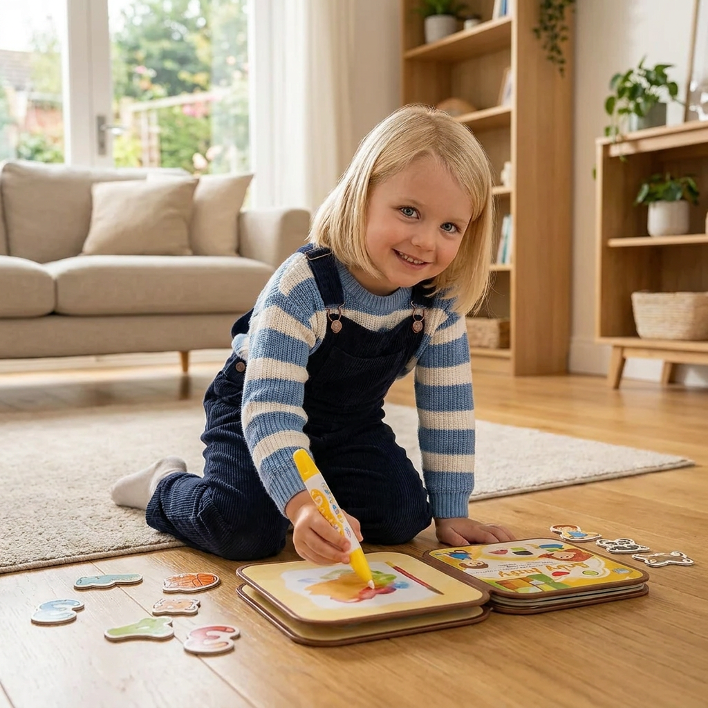 2-i-1 Magisk Montessori Sagobok För Färgläggning Och Lek
