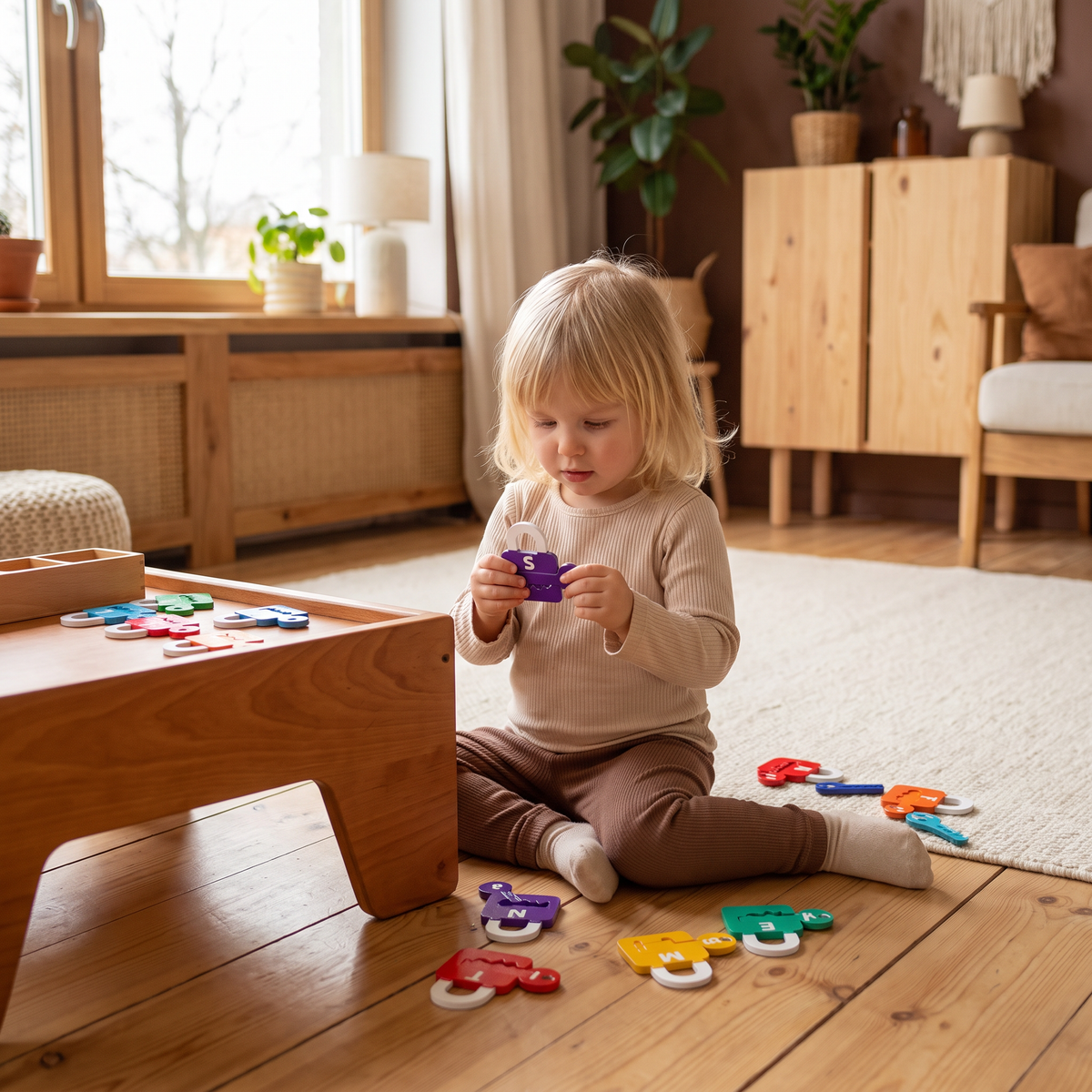 Bokstavs- och mattelås med nycklar – lärande spel