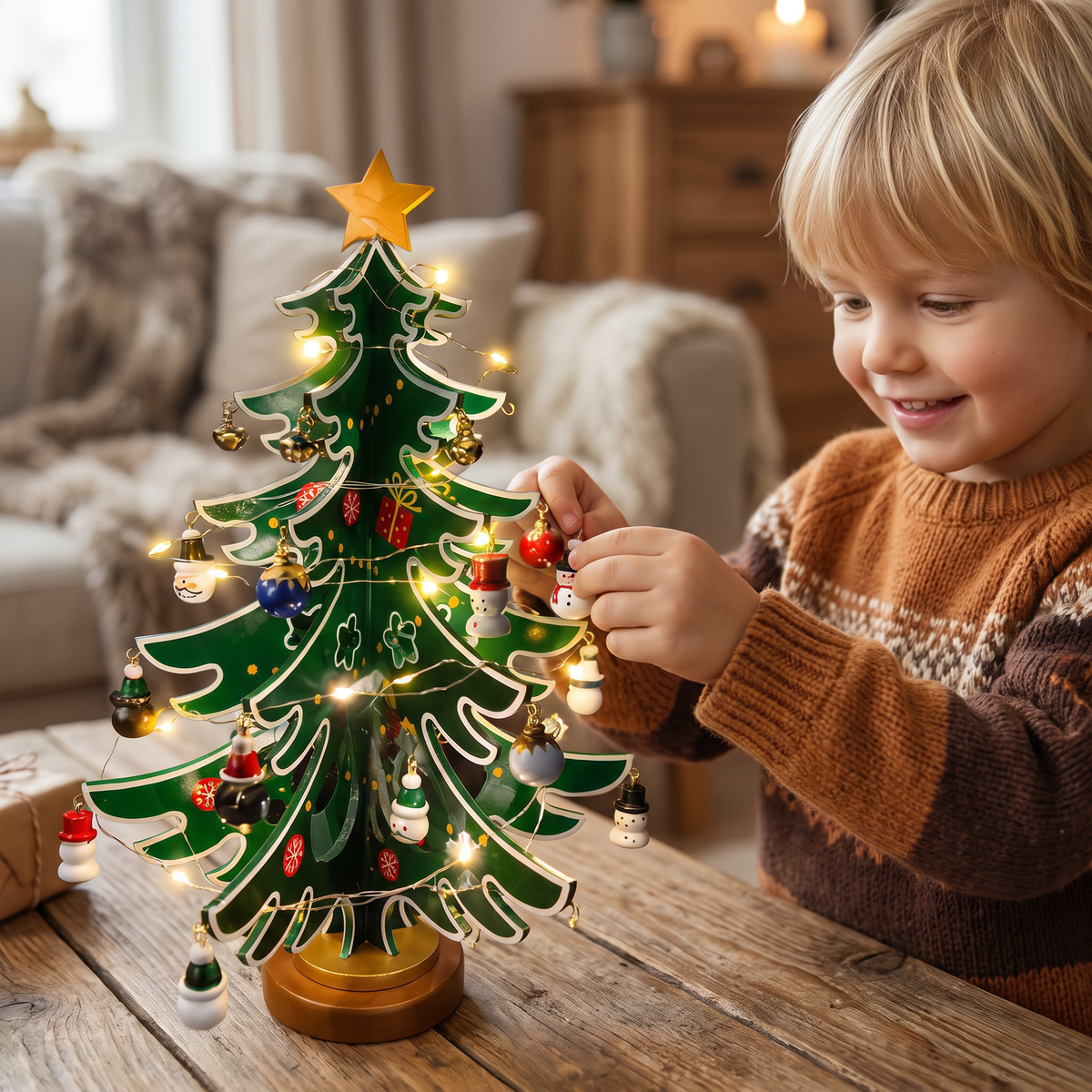 24-Dagars Adventskalender med Mini-Julgransdekorationer för Barn