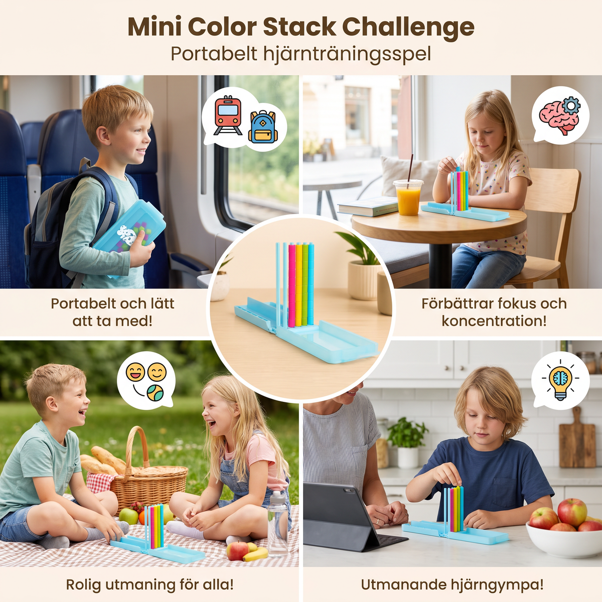 Mini Color Stack Challenge – Portabelt Hjärnträningsspel
