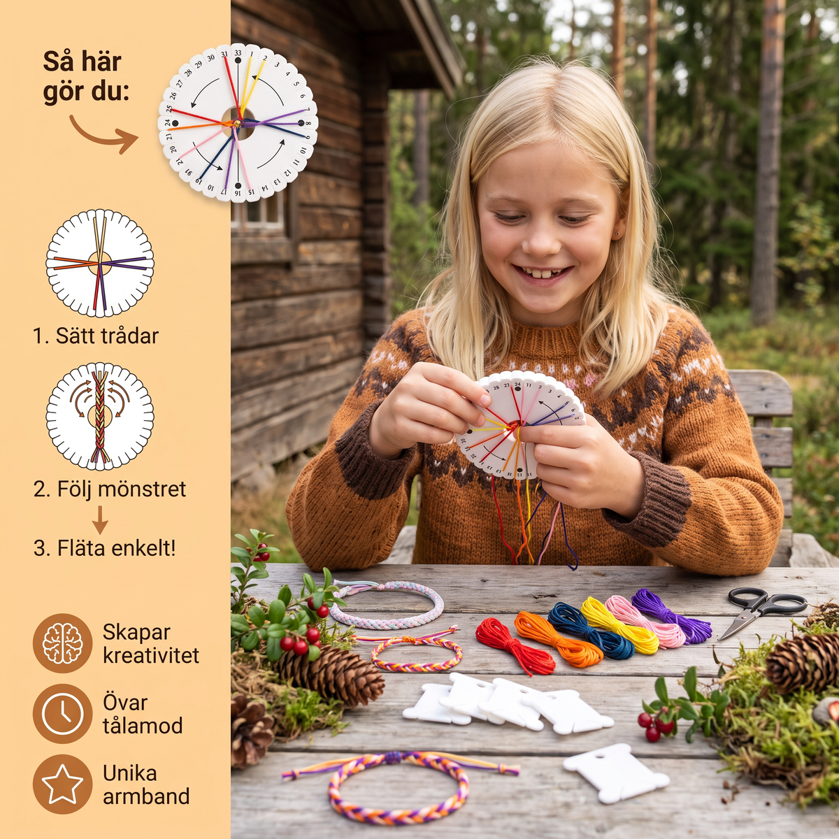 DIY-kumihimoarmbandsset för barn