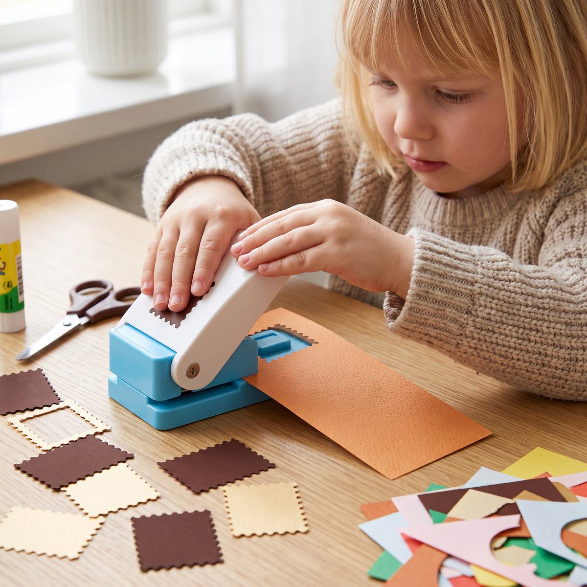 DIY Pappersstans I Frimärkesdesign För Barns Pyssel Och Kreativa Projekt