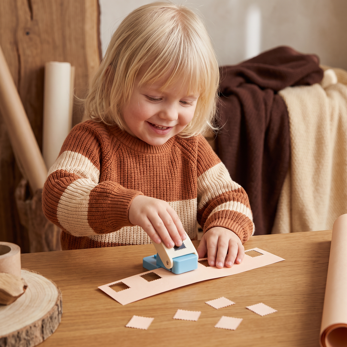 DIY Pappersstans I Frimärkesdesign För Barns Pyssel Och Kreativa Projekt