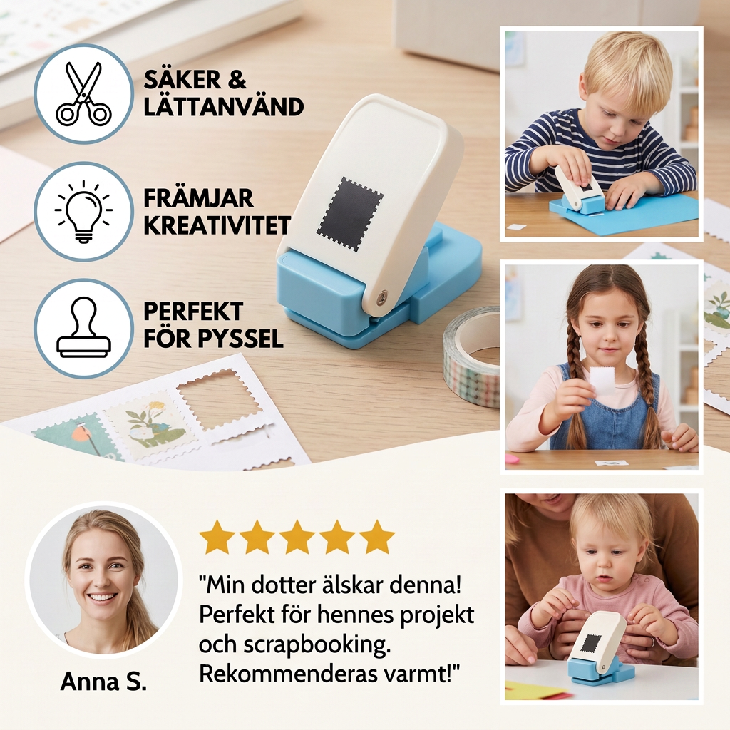 DIY Pappersstans I Frimärkesdesign För Barns Pyssel Och Kreativa Projekt