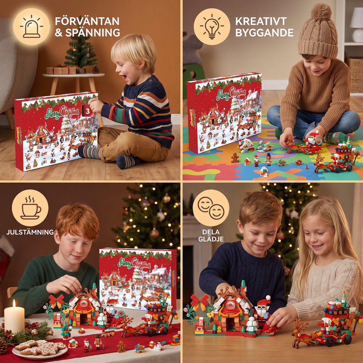 Adventskalender med Byggklossar – Julby för Barn