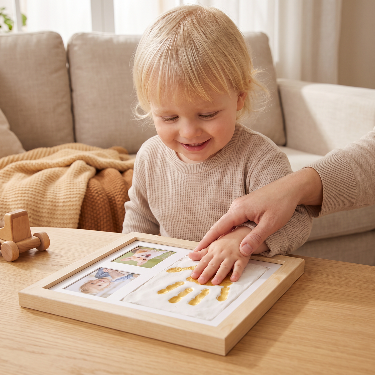 DIY-kit för barn med minnesram för handavtryck – handavtryck och fotovisning