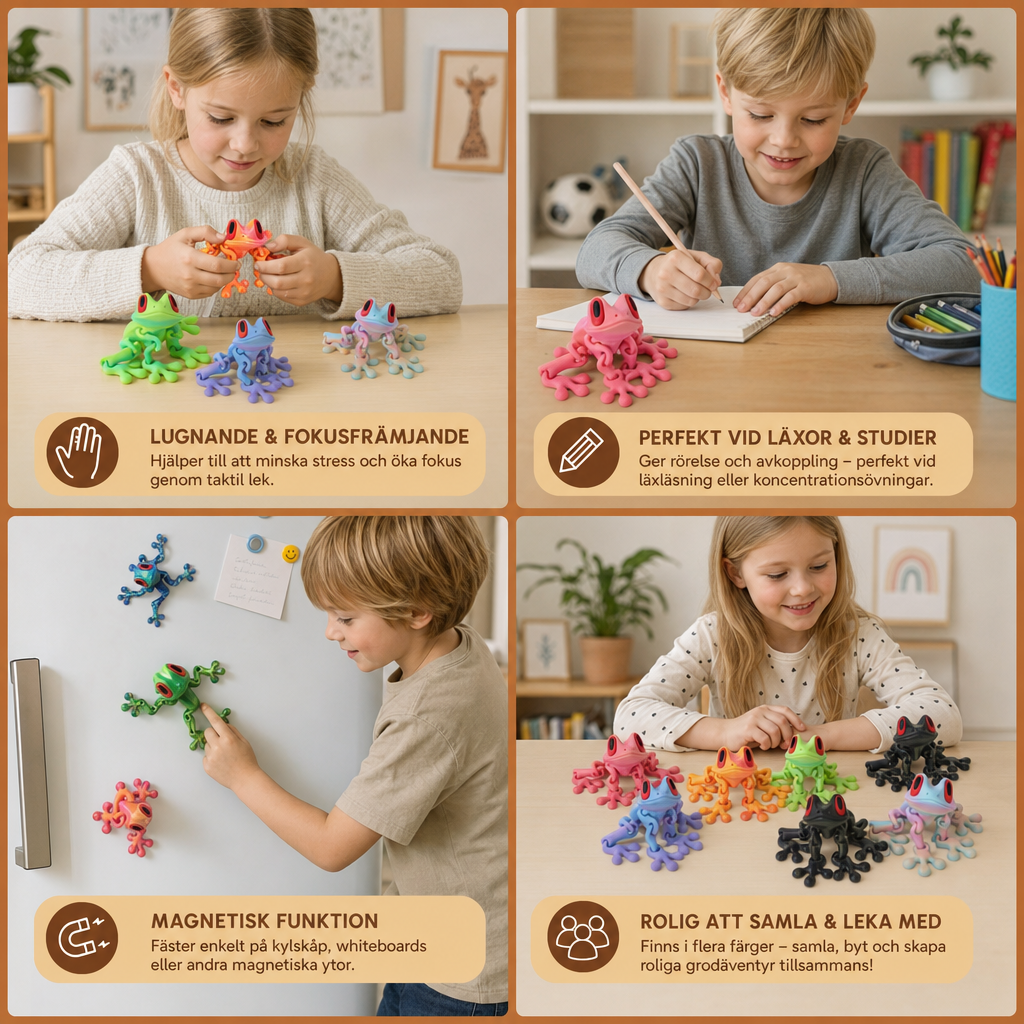 3D-printad magnetisk flexibel groda-fidgetleksak